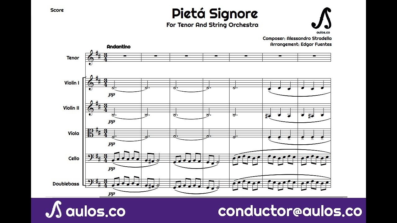 Pietà, Signore For String Orchestra And Tenor - Music Sheet