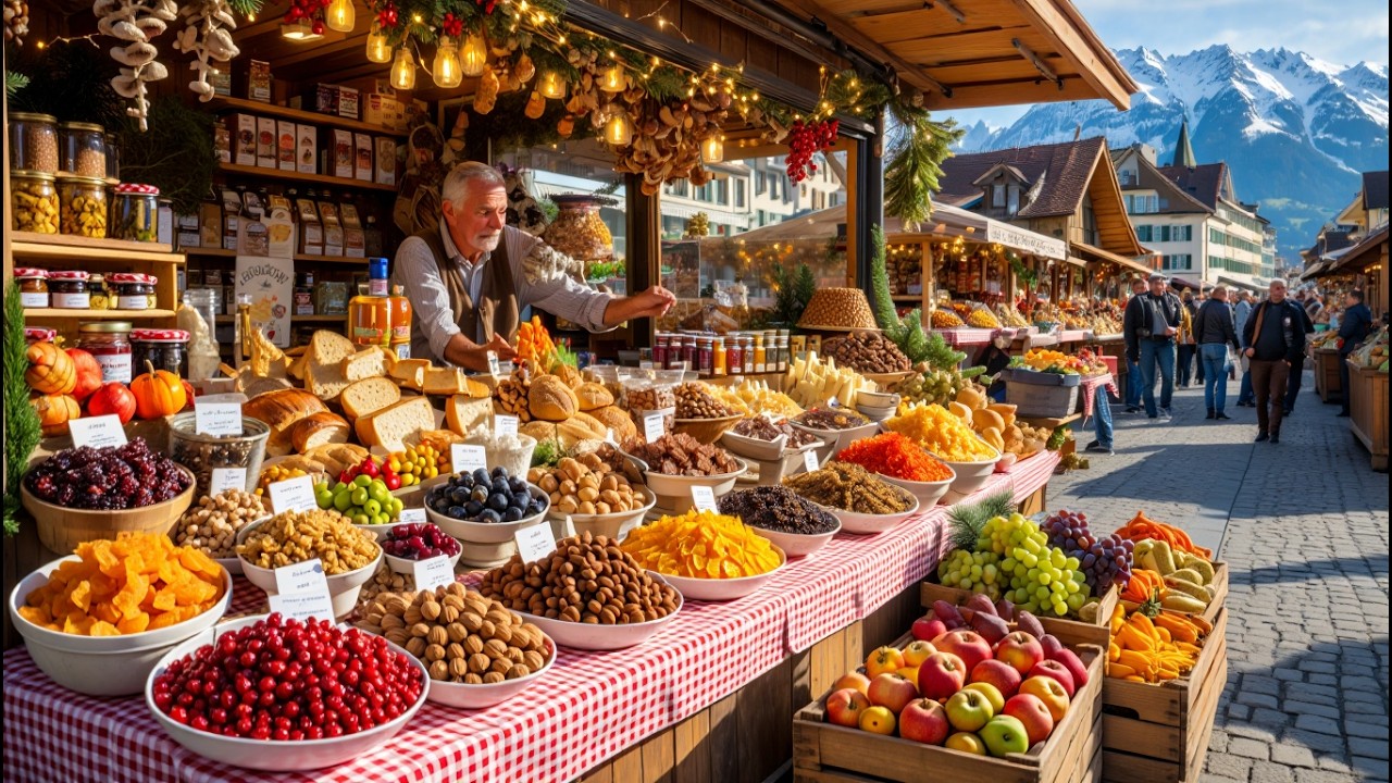 Swiss Bio Market Paradise | Lucerne Walking Tour | Old Town & Chapel Bridge | Switzerland 4K