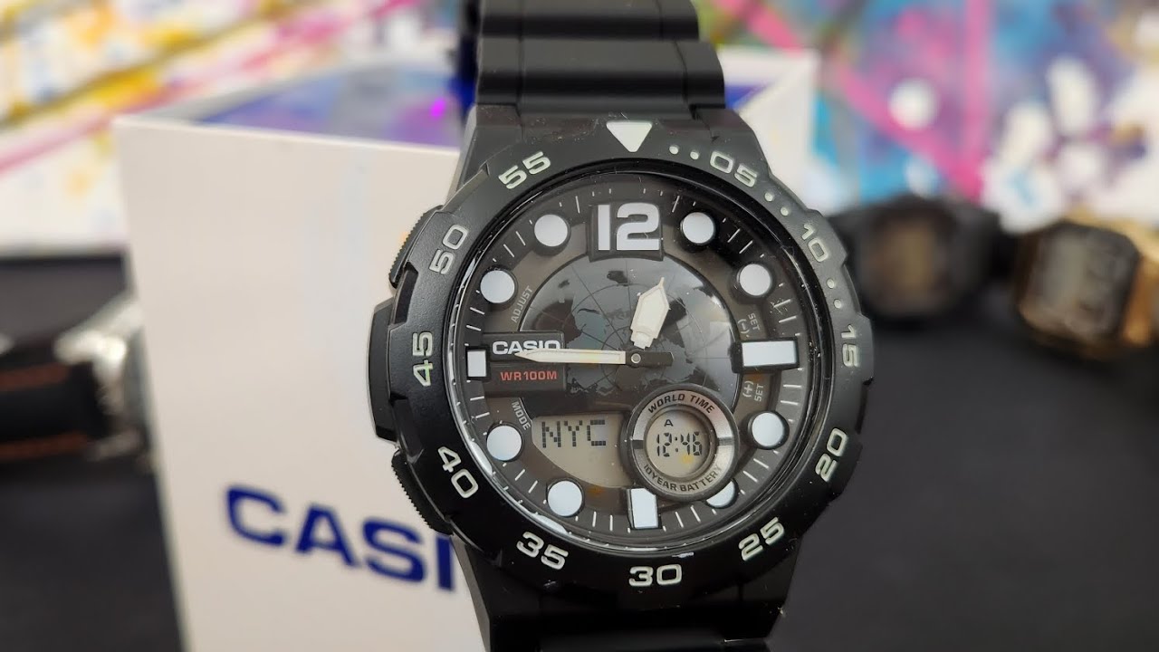 Первый взгляд и распаковка аналогово-цифровых часов Casio AEQ-100W-1AVCF 