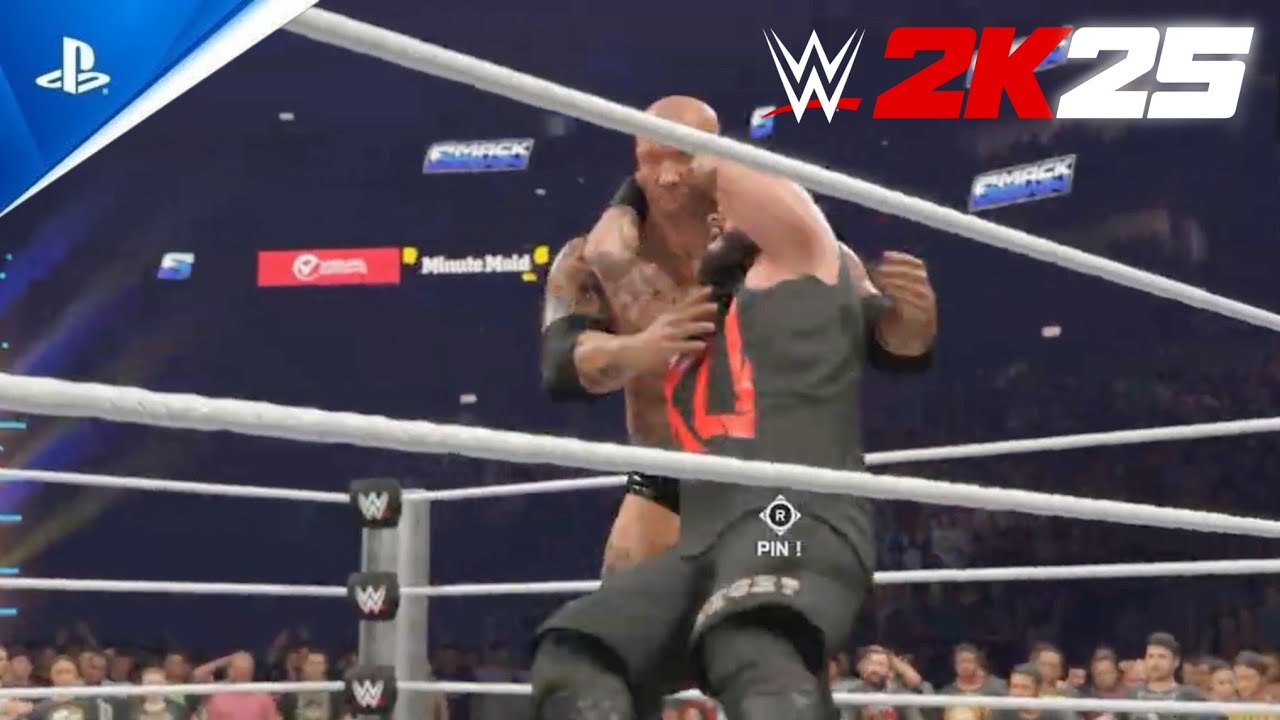 Геймплей WWE 2K25 MyFaction на PS5 — Кевин Оуэнс против Батисты.