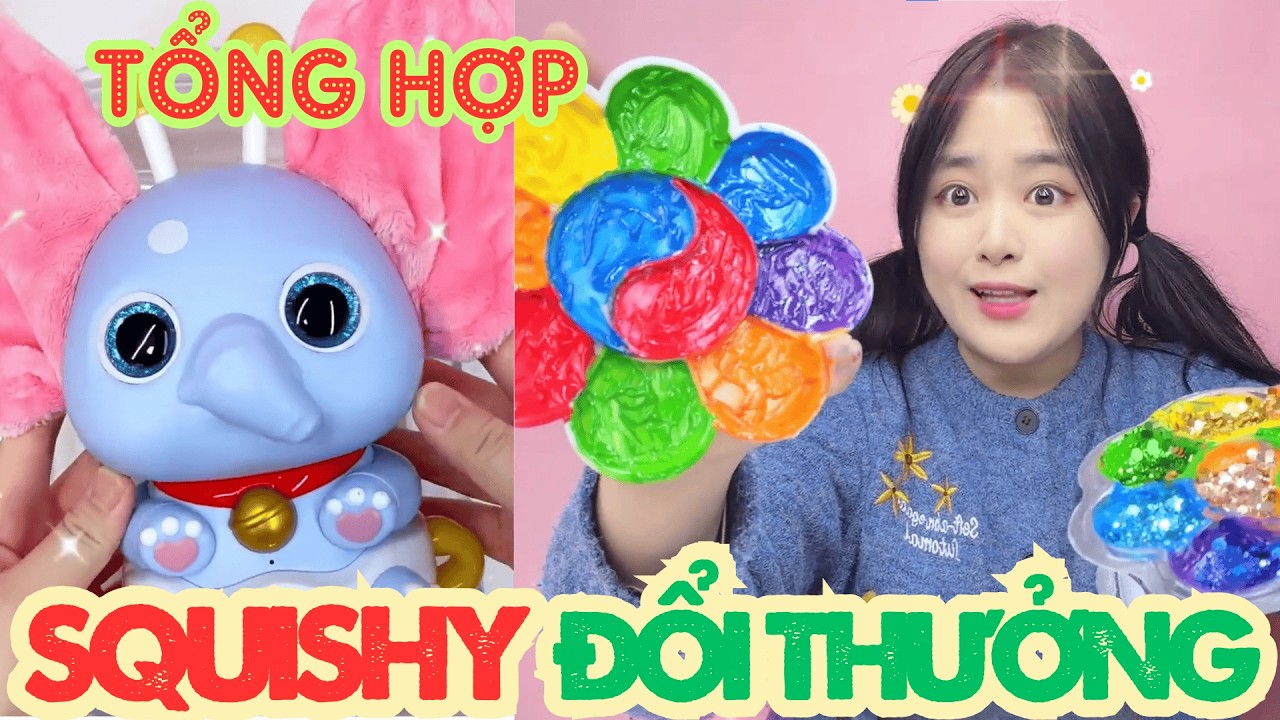 ASMR Cắt Mở Squishy Slime | Chuối Lột Vỏ Voi Pha Lê, Cá Hề Kho Báu, Dưa Hấu Pha Lê