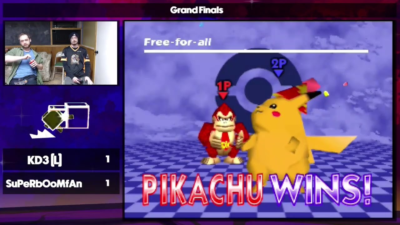 FRAME 14 Grand Finals SuPeRbOoMfAn (DK/Donkey Kong) Vs. KD3 (Pikachu) Smash 64 - SSB64