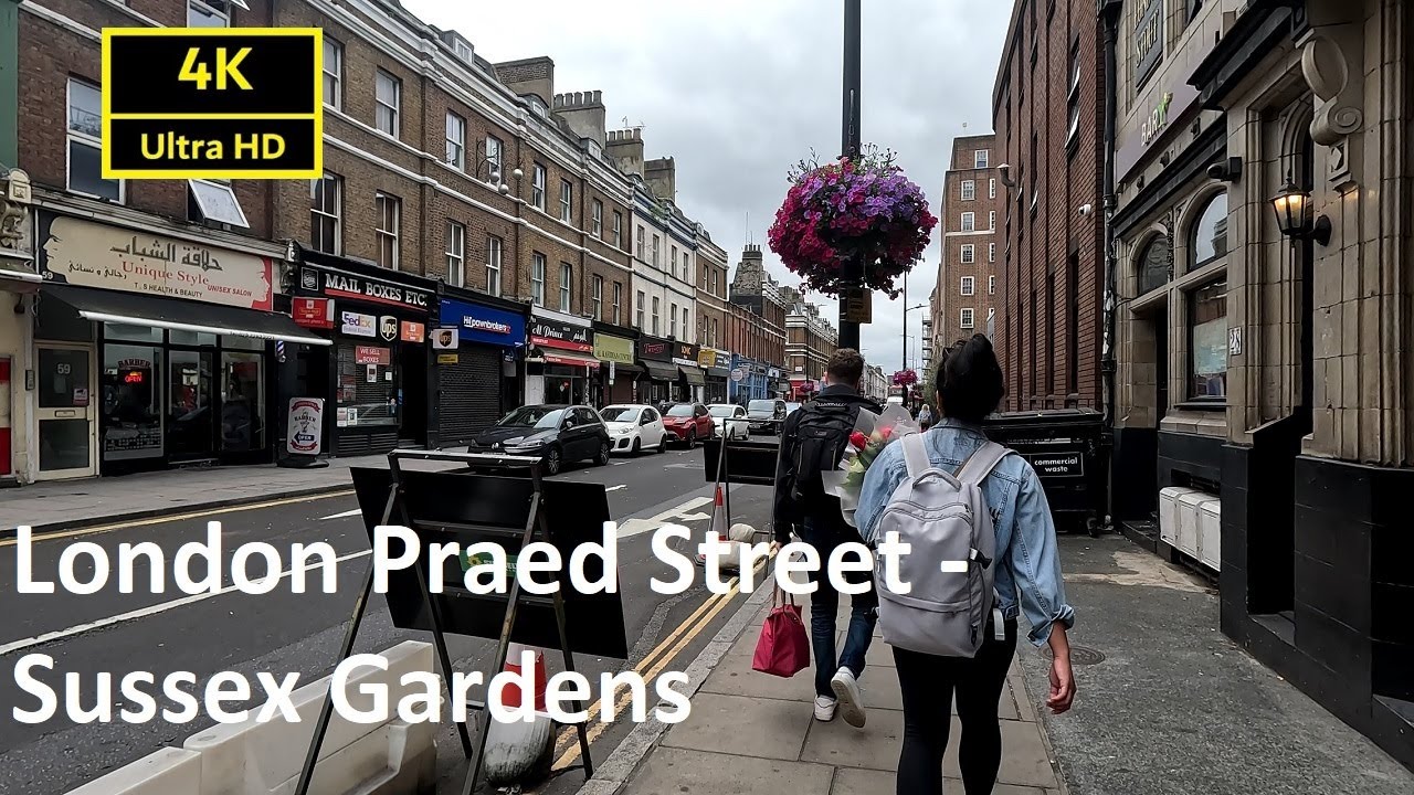 Walk London City of Westminster Praed Street über Sussex Gardens - Bayswater Road 4K Ultra HD 60fps