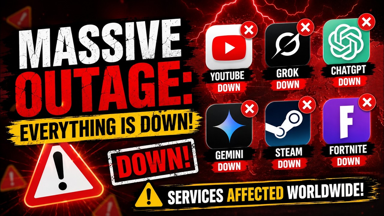 MASSIVE OUTAGE! YouTube, Grok, ChatGPT, Gemini, Steam & Fortnite DOWN!