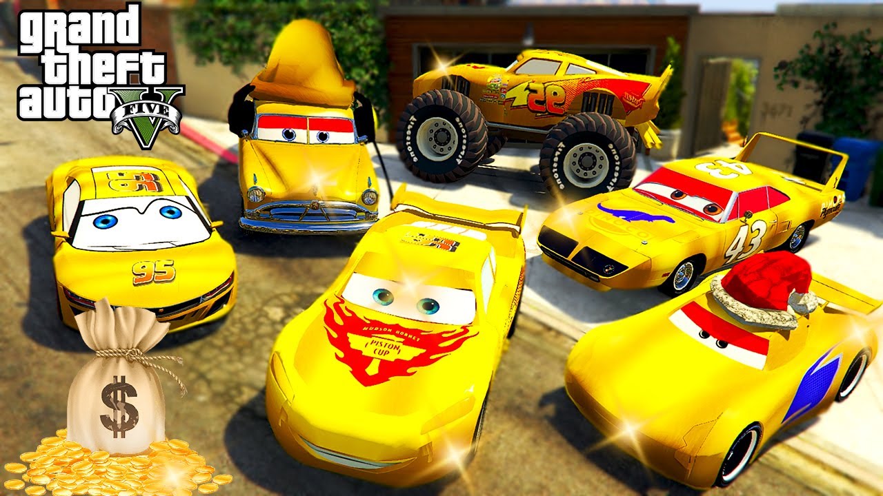 GTA 5 - Stealing Billionaire Lightning McQueen Golden Cars with Franklin! | (Real Life Cars #55)