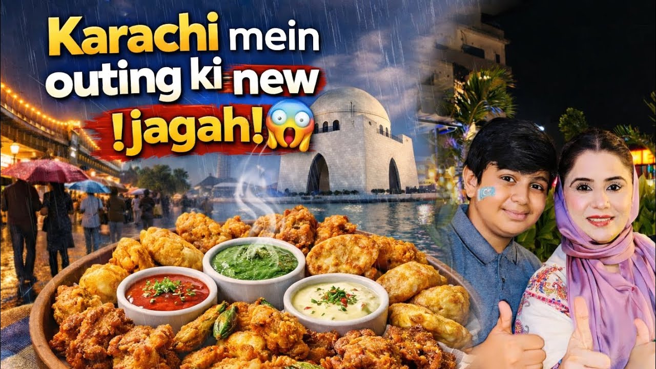 Karachi mein outing ki new jaga😱| Sardiyon ki barish mei garam garam pakora platter😋@Afshanyasirvlog
