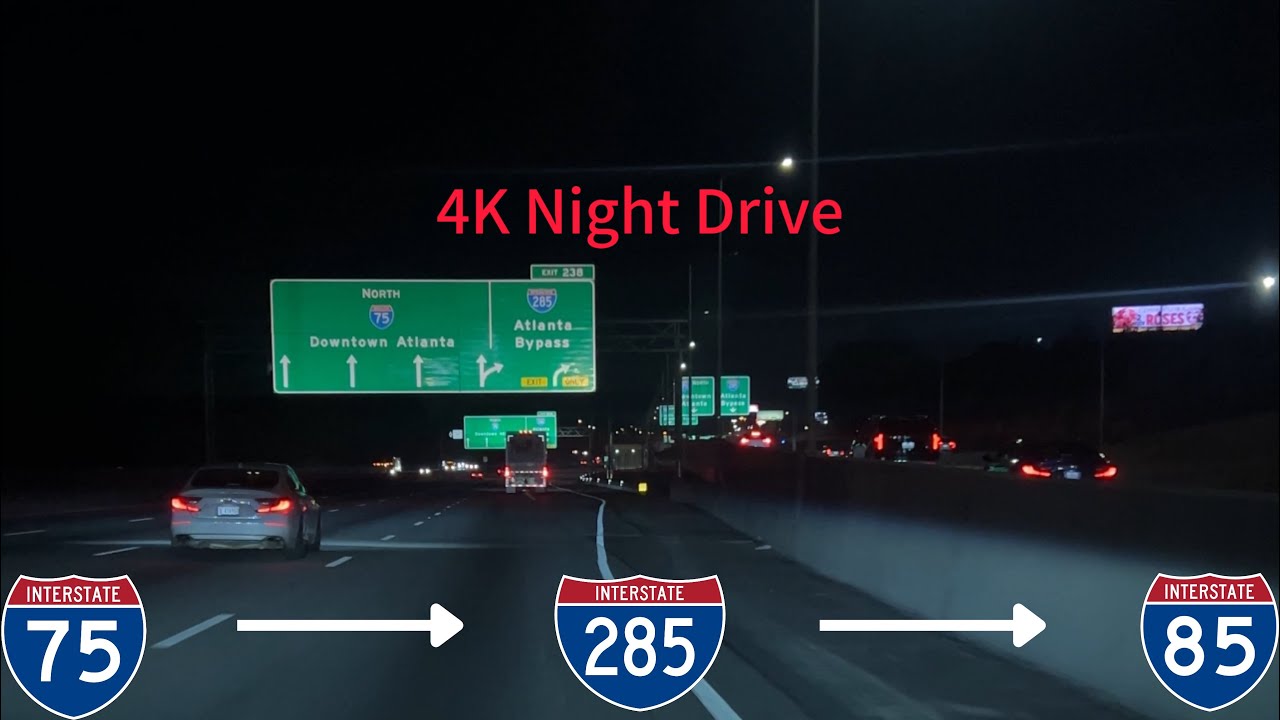 Morrow - Union City, GA - I-75 - I-285 - I-85 - 4K Night Drive - JoshtheYouTuber