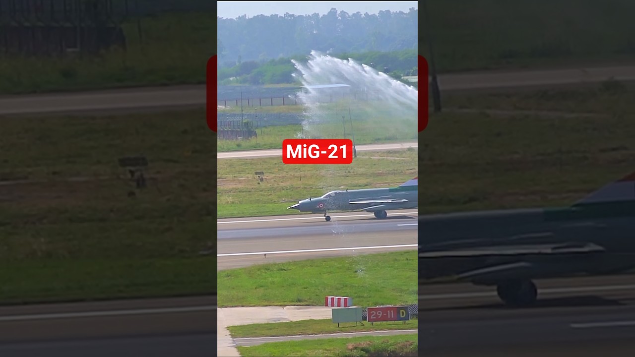 Indian Air Force Mig-21 Retirement water salute #mig21retirement #aviation  #shortsfeed #shorts #iaf