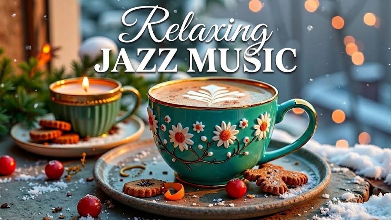 Relaxing Jazz Music ☕ Cozy Winter Cafe Ambience with Cookies & Snow - Smooth Bossa Nova Instrumental