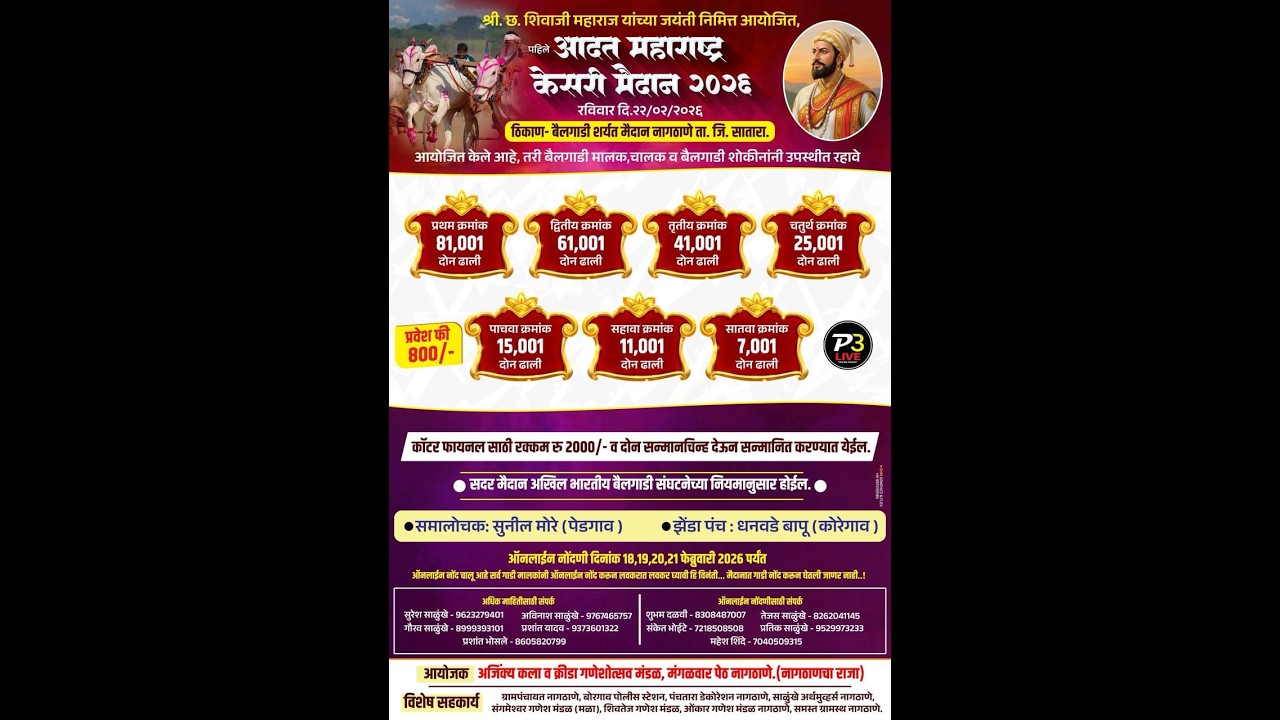 श्री छत्रपती शिवाजी महाराजांच्या जयंती निमित्त पहिले आदत महाराष्ट्र केसरी मैदान, नागठाणे