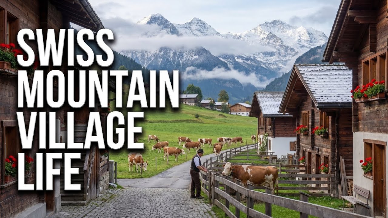 Life in a Beautiful Swiss Mountain Village | Traditional Farming & Aesthetic Landscapes | 4K