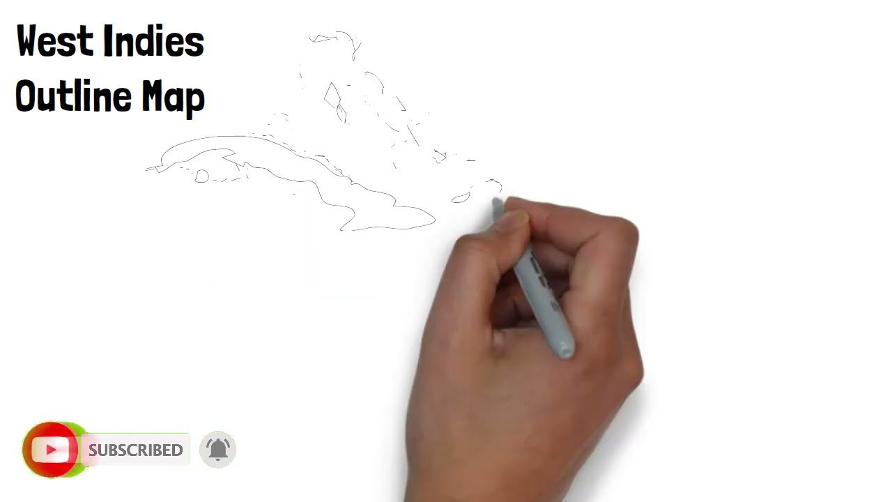 West Indies Map Outline / Caribbean Sea Countries Map / How to Draw West Indies Map Location