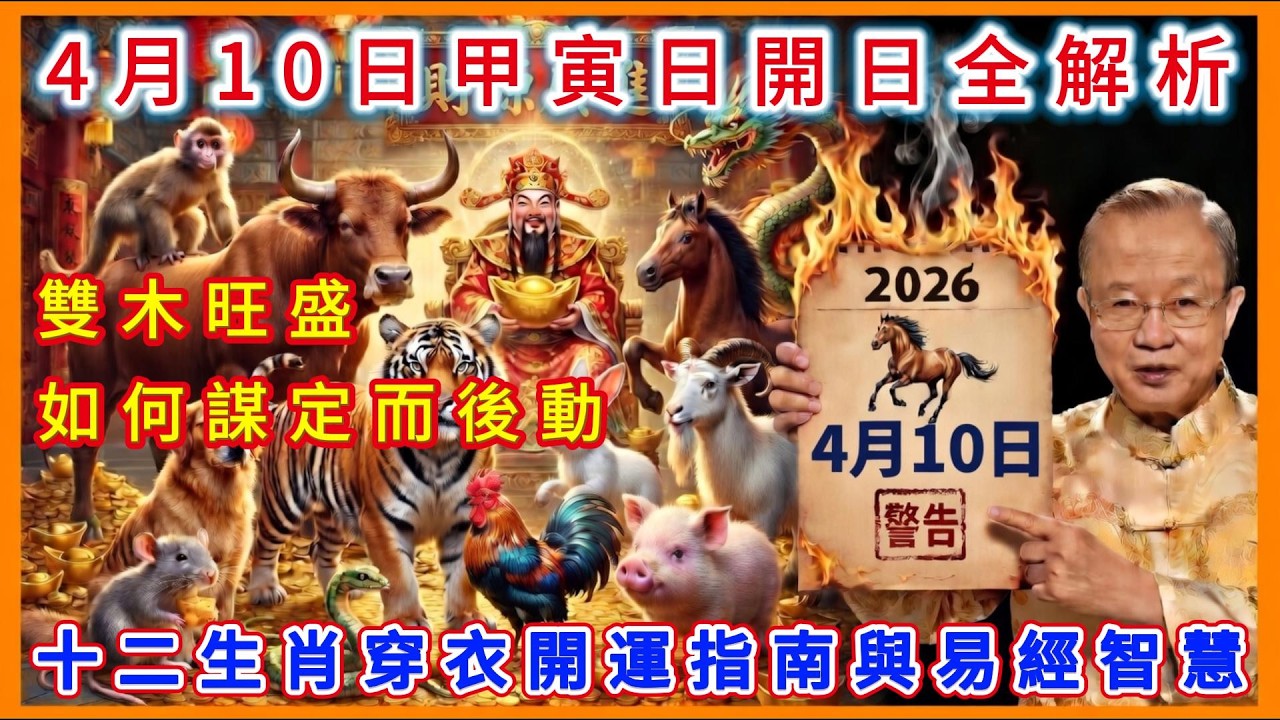 4月10日甲寅開日必看！雙木旺盛！12生肖穿衣開運全攻略！#每日易點通 #曾仕強 #五行穿衣 #養生 #易經 #黃曆解讀 #生肖沖煞 #彭祖百忌 #趨吉避凶 #2026運勢 #十二生肖運勢 #開運
