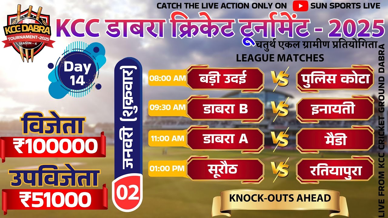 🔴LIVE || DAY- 14 || KCC DABRA CRICKET TOURNAMENT-2025 || #livecricket #cricket