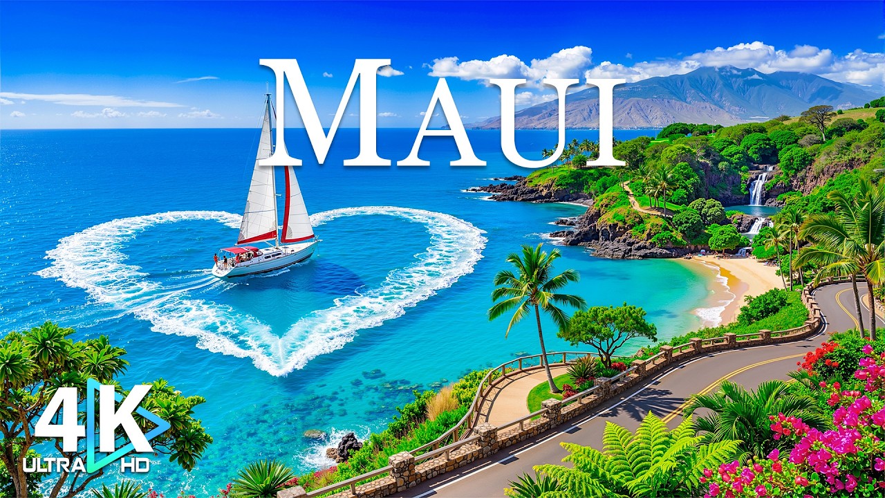 Maui 4K 🌺 Tropical Waterfalls, Scenic Coastlines & Majestic Volcanoes