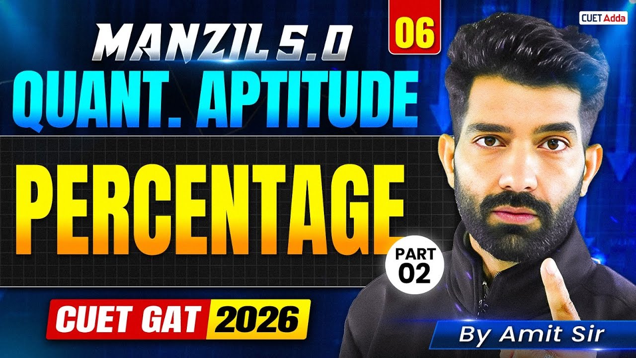 CUET GAT 2026 Quantitative Aptitude | Percentage Part 02 | Manzil 5.0