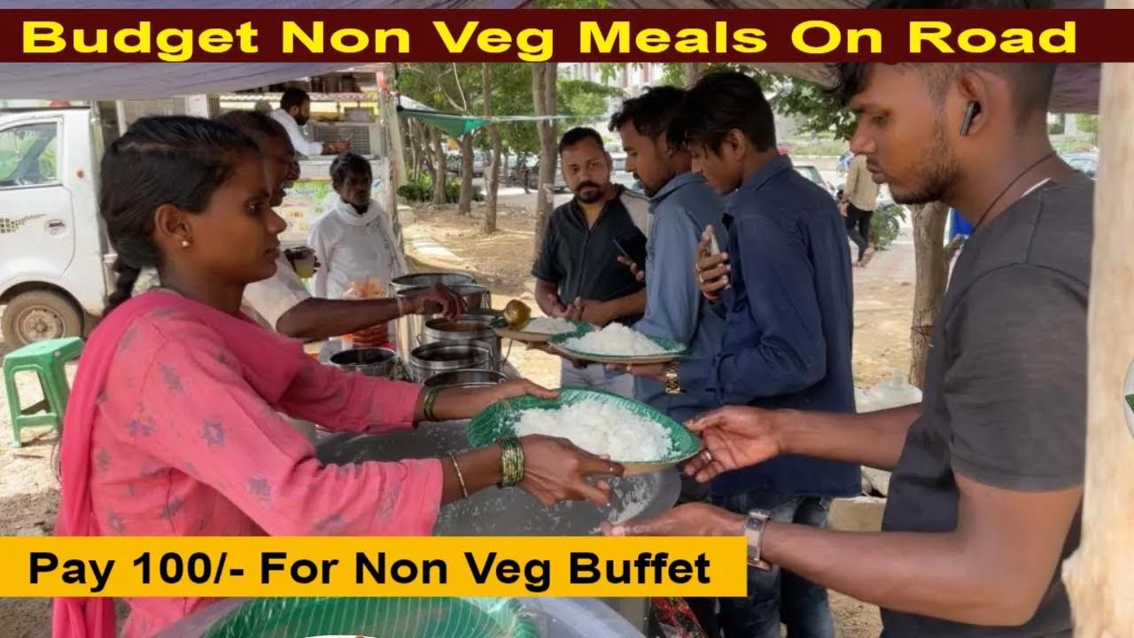 Hard Working Family Selling Roadside Unlimited Non Veg Meals | Indian Lady Selling Street Food