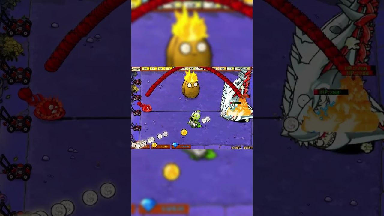 Plant attack speed increased by 1000 times VS120 shark zombies. #pvz #mobilegame【PVZ Hybrid】