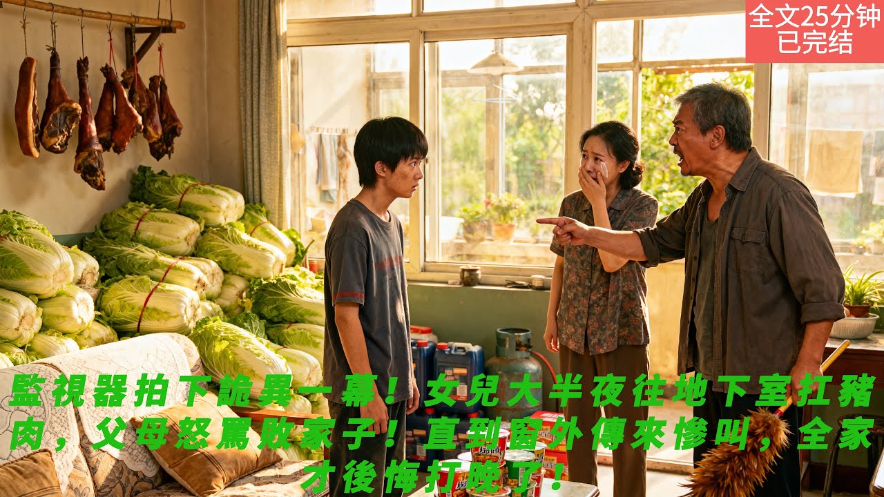 【全文二十五分鐘已完結|一口氣看末世生存系列】監視器拍下詭異一幕！女兒大半夜往地下室扛豬肉，父母怒罵敗家子！直到窗外傳來慘叫，全家才後悔打晚了！
