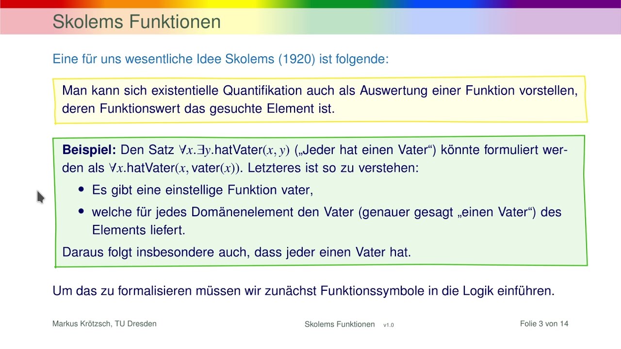 Existenzquantoren entfernen mit Skolemfunktionen