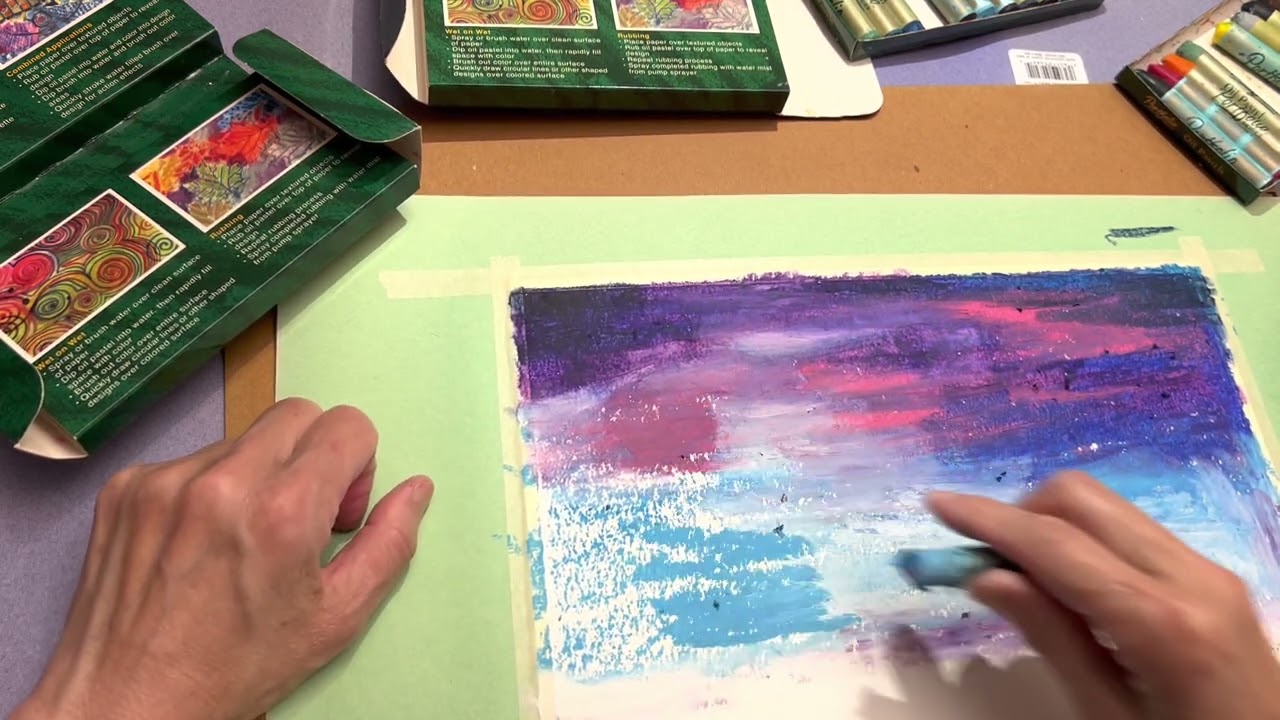 Painting oil pastel to echo on my of online friend, asmr
