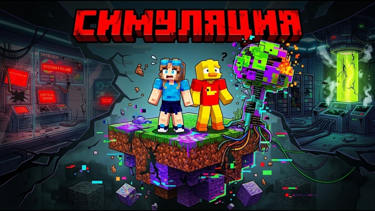 😈МАЙНКРАФТ НО Я ЗАПИХНУЛ ДВУХ ЮТУБЕРОВ В СИМУЛЯЦИЮ СКАЙБЛОК ✅(PollyZavr,Утёнок Джек)