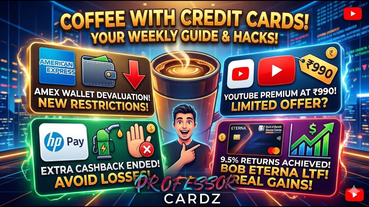 Weekly Credit cards News - Amex x Mobikwik Over | HP pay Cashback Paused | YouTube Premium at 990