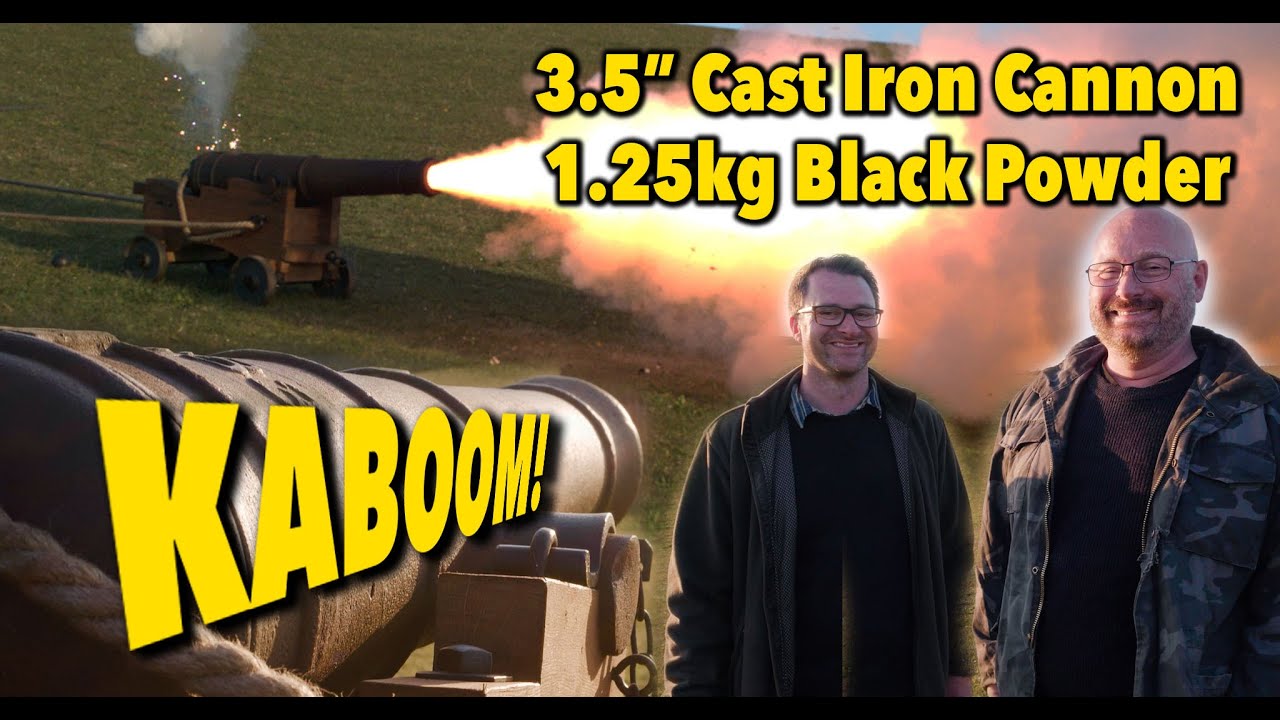 Firing a 3.5" Cast Iron Cannon with 1.25kg of Black Powder!!!!