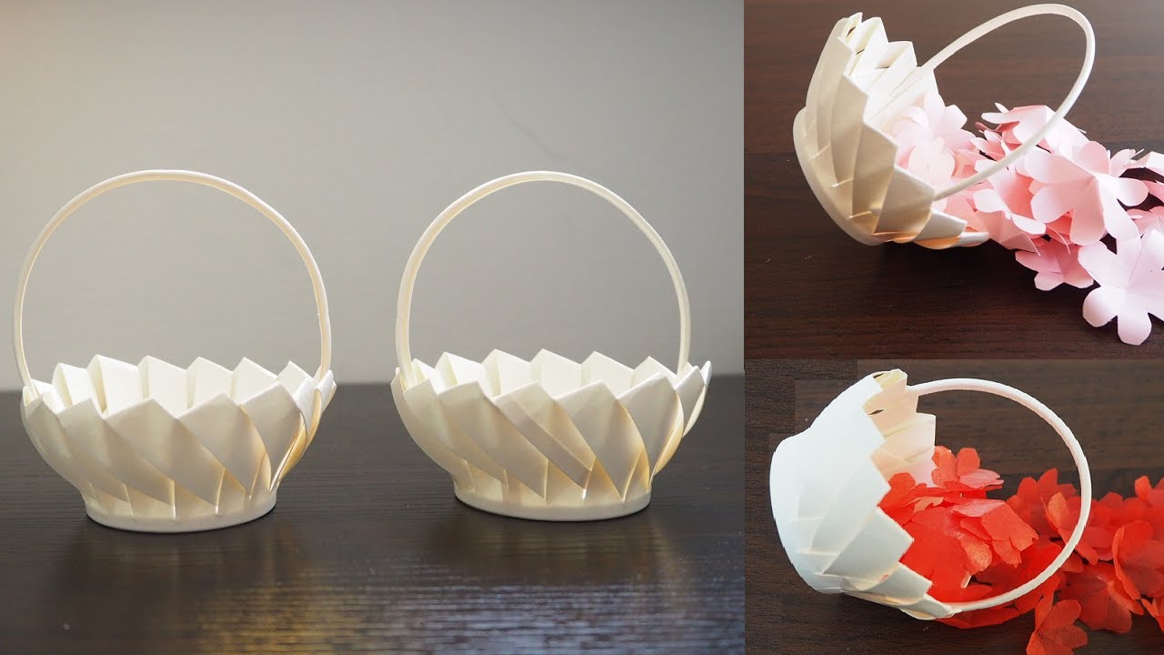 How to make Basket from paper cup /ペーパ－カップで作ったバスケット＃バスケット折り紙＃Basket Origami＃Paper Craft