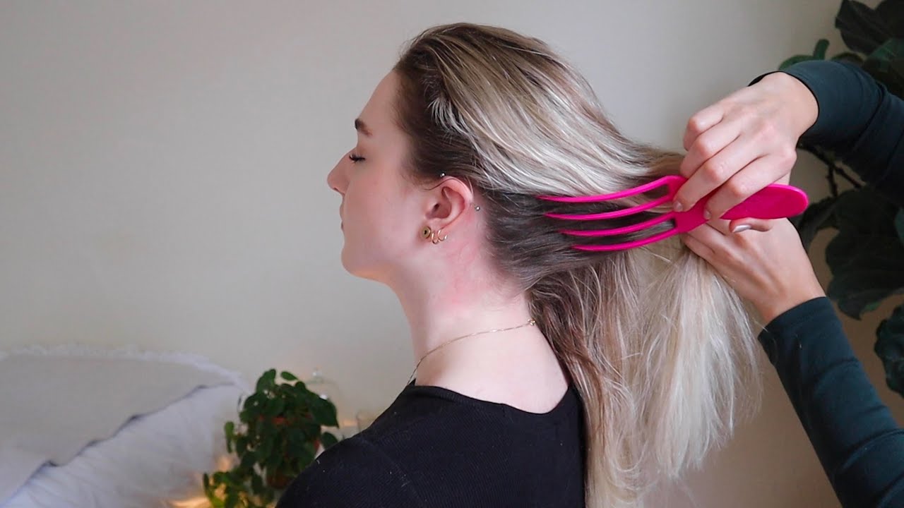 ASMR super tingly and calming hair play session on Shianne (whisper, braiding, brushing)