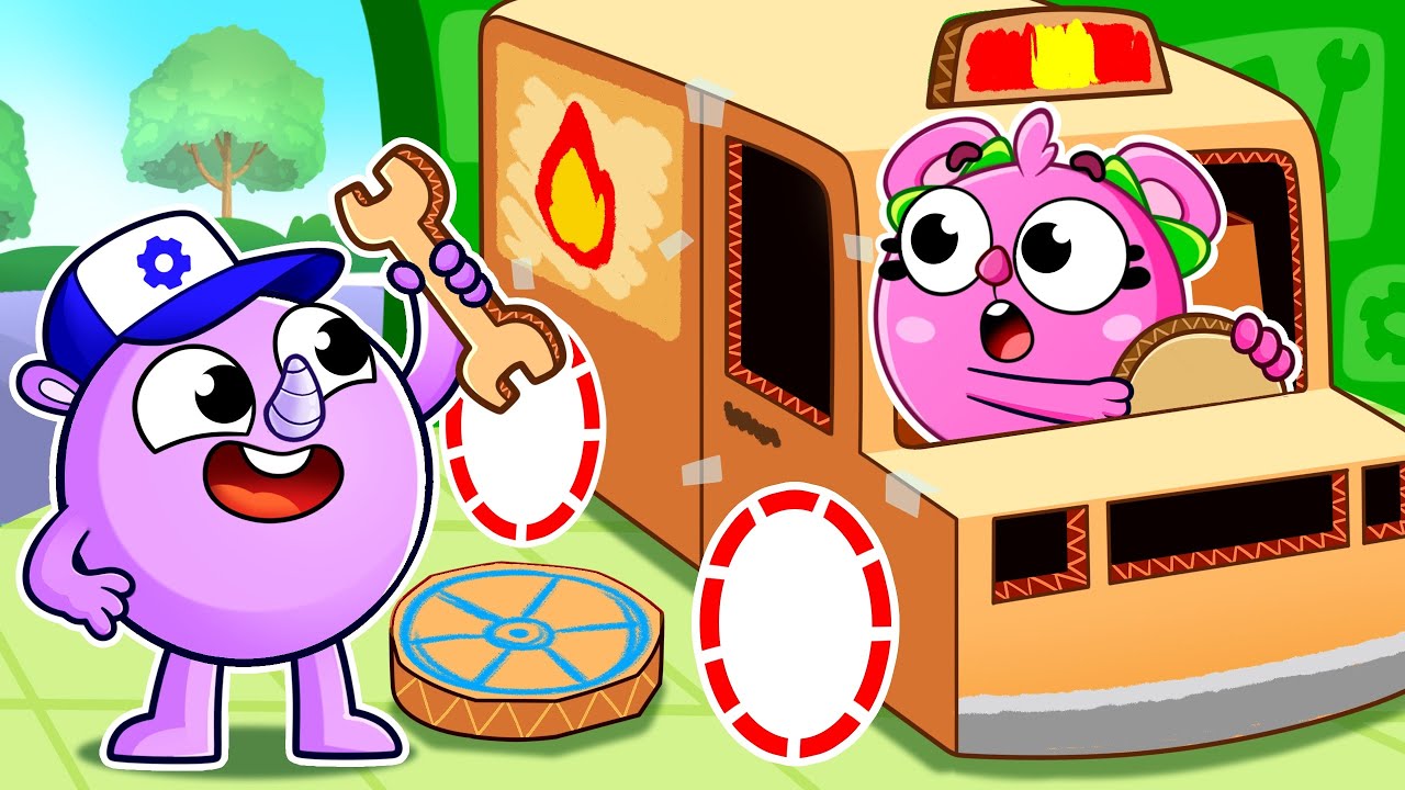 Cardboard Car Adventures! 🚗 Let’s Fix the Cars! | Funny Songs 🐱🐨🐰🦁 And Nursery Rhymes