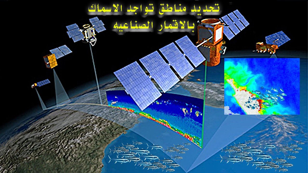 تحديد مناطق تواجد الاسماك بالاقمار الصناعيه عبر تحديد اماكن المغذيات ونقاط اختلاف درجه حراره الماء