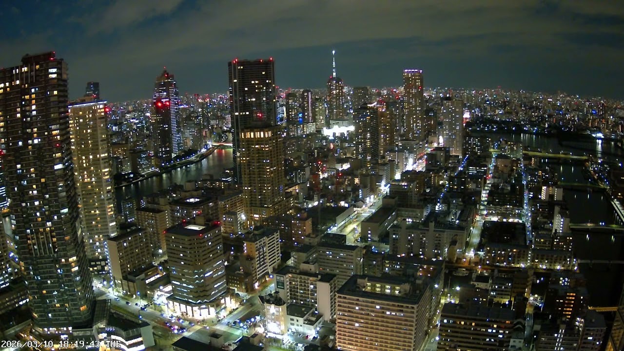 東京ライブカメラ 4K | スカイツリー＆隅田川 | 東東京の景色 | 2026-03-10