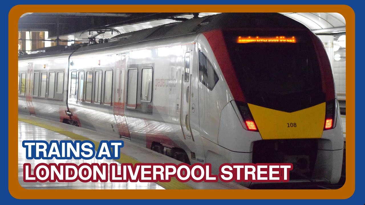 Trains at London Liverpool Street railway station (28/09/2023)