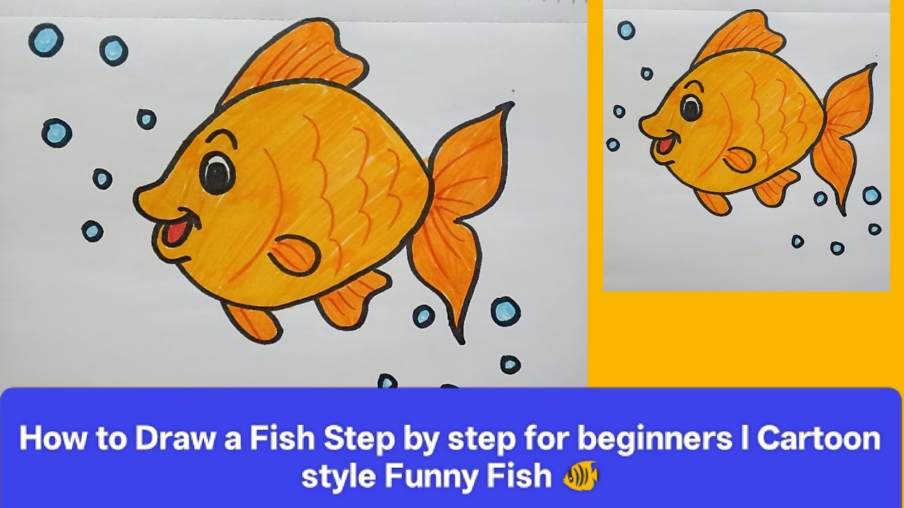 How to draw Fish Step by step l Fish drawing for children l Fish drawing and colouring videos l Fish