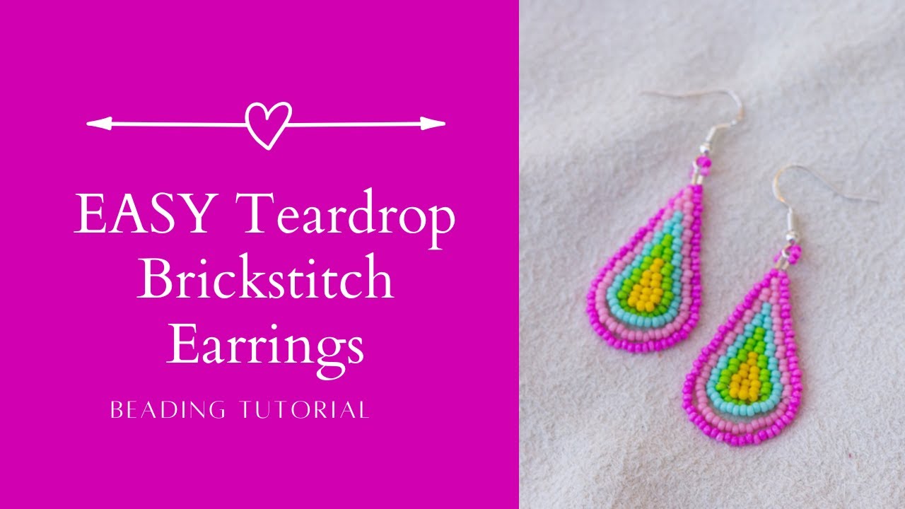 EASY Beaded Teardrop Earrings | Brick Stitch Beading Tutorial