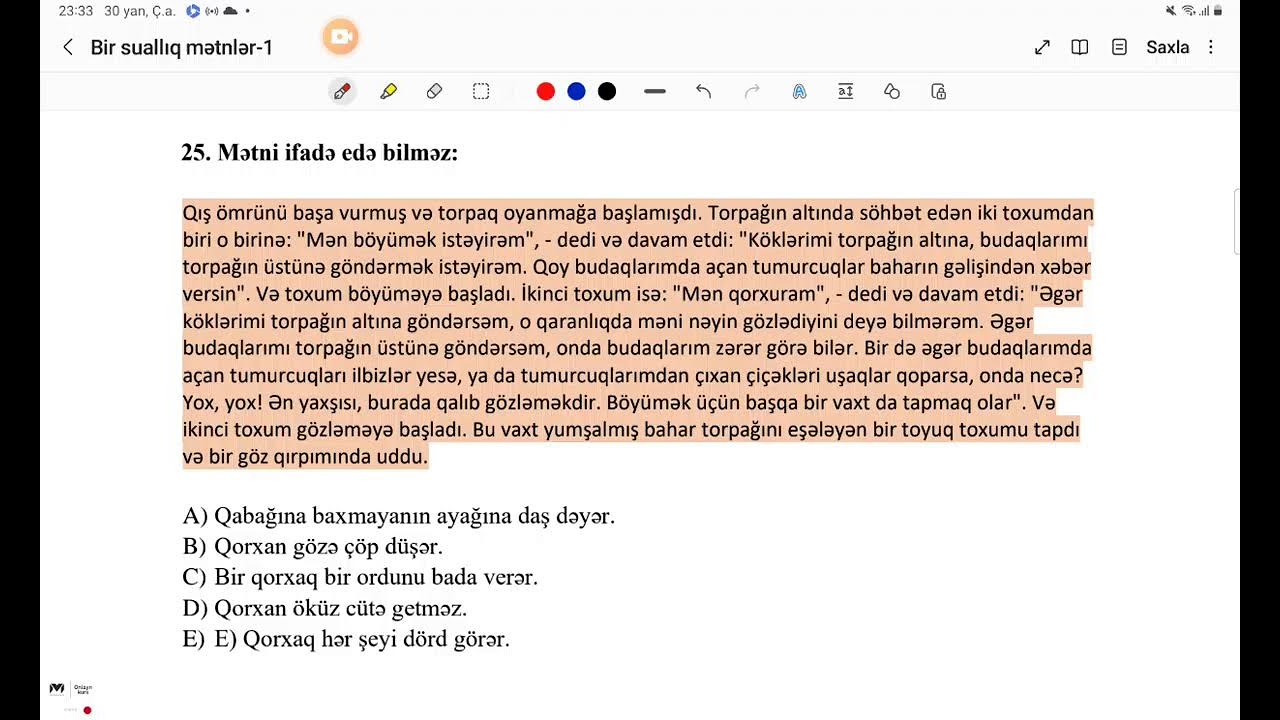 Mətn sualları və izahı (Eyvaz Əyyub)