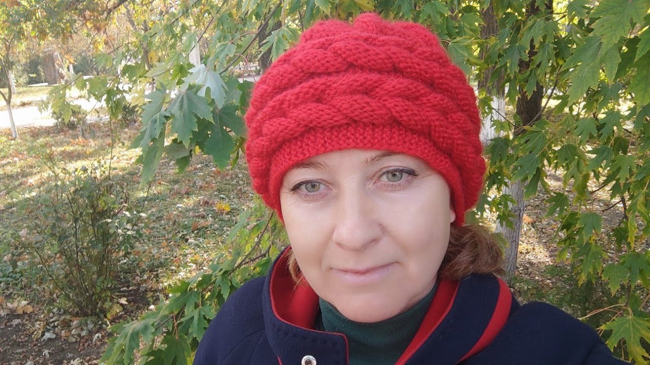 #Шапка с косой спицами#Обьемная шапка#Обьемная коса#Зимняя  шапка спицами#МКВиктории Плантовой/2021/