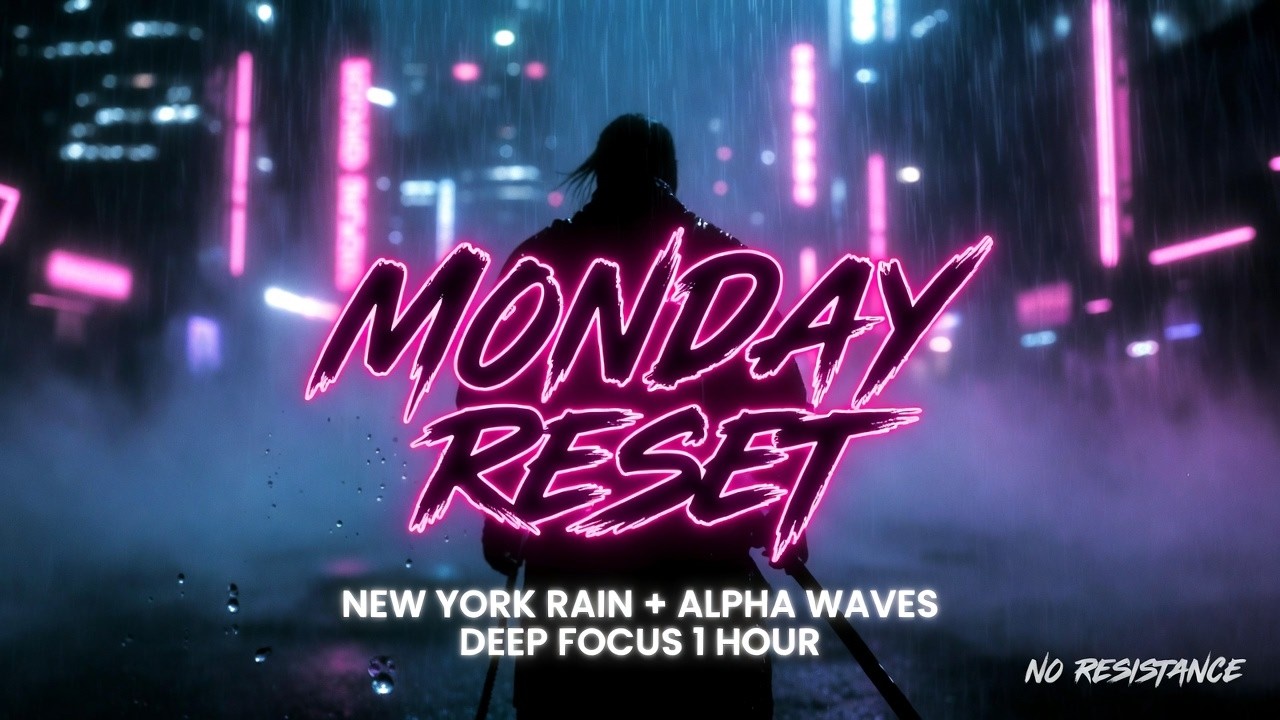 MONDAY RESET: Cyberpunk Rain in New York with Alpha Waves – Deep Focus & Study Ambience 1 Hour
