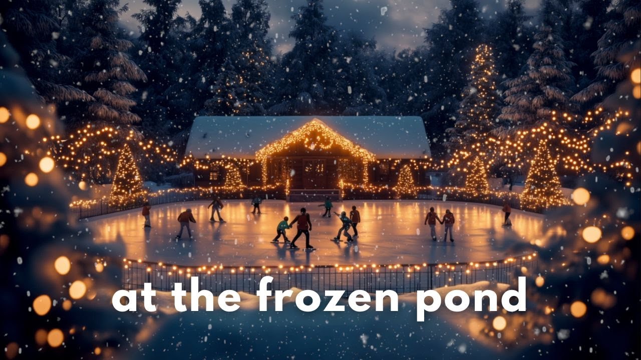 Ice Skating Ambience at the Frozen Pond ❄️ Relaxing Winter ASMR & Snow Falling for Stress Relief