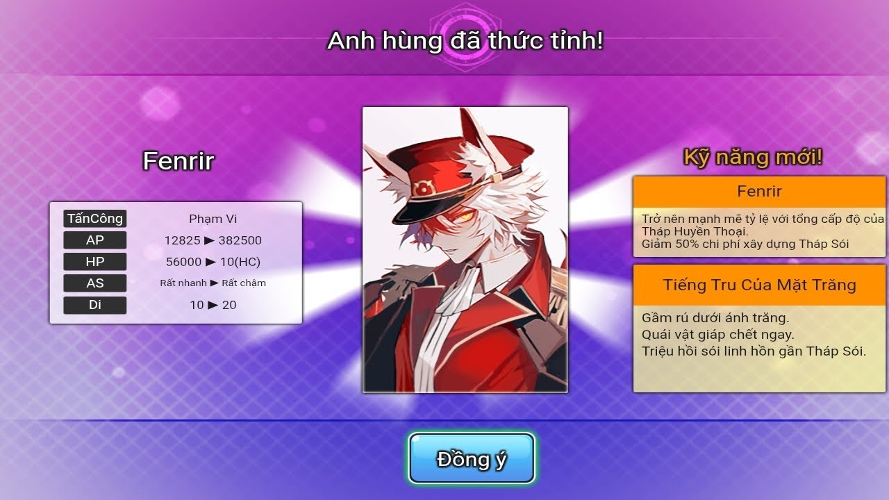 Thức tỉnh lần đầu được sói đỏ (ko đổi màu) - gold Tower defence 