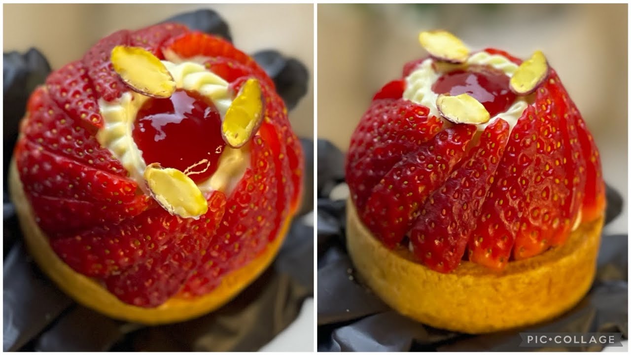 تارتولات الفراولة و الفستق 🍓بعجينة مقرمشة و كريمة خفيفة |Tartelettes aux fraises