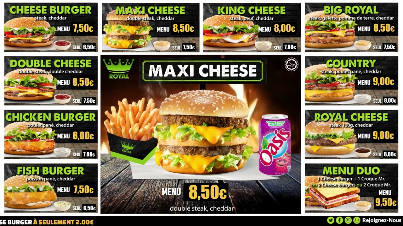 Menu Board Ecran Royal Kebab Affichage Dynamique Burgers