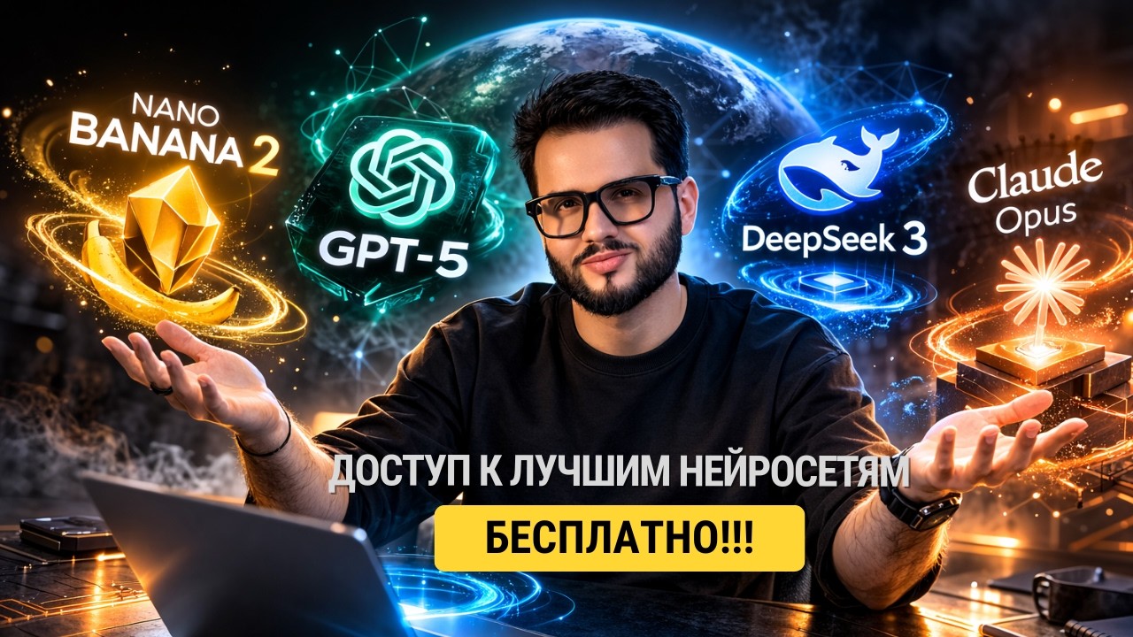 Топовые LLM БЕСПЛАТНО | ChatGPT, DeepSeek, Сlaude Code, Nano Banana 2, Grok+API-ключи к иным моделям