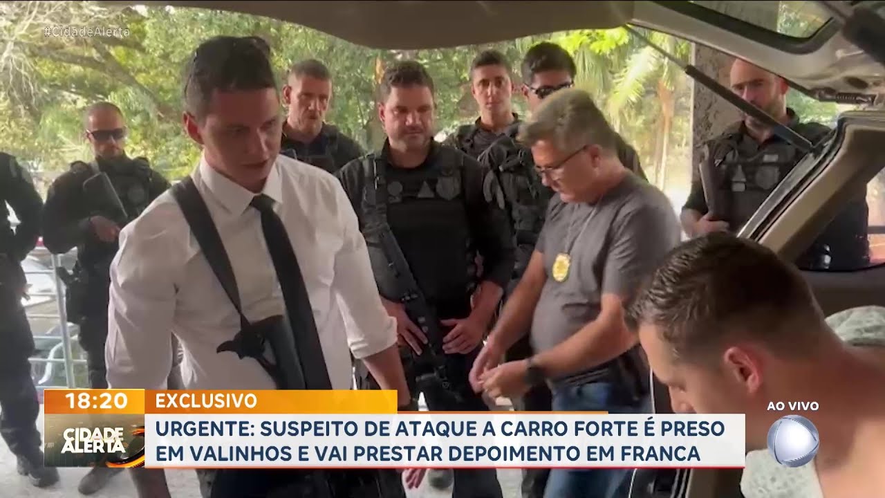 Suspeito de ataque a carro-forte preso em Valinhos é levado para prestar depoimento em Franca