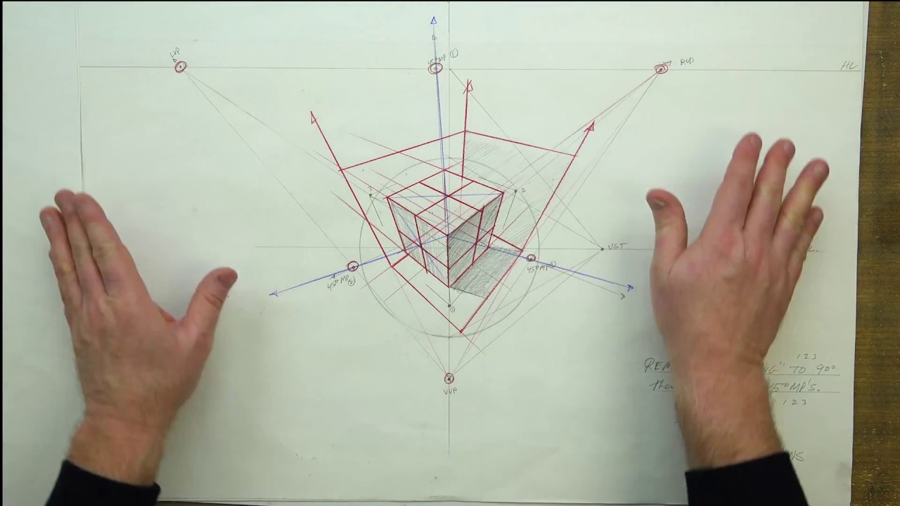 FORMAL LINEAR PERSPECTIVE: SECTION FIVE-45 Degree Measuring PT's in 3PT Perspective EX #44