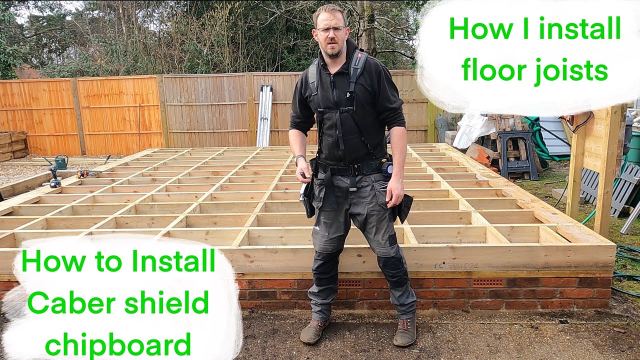 How I install floor joists and how to install caber shield chipboard.