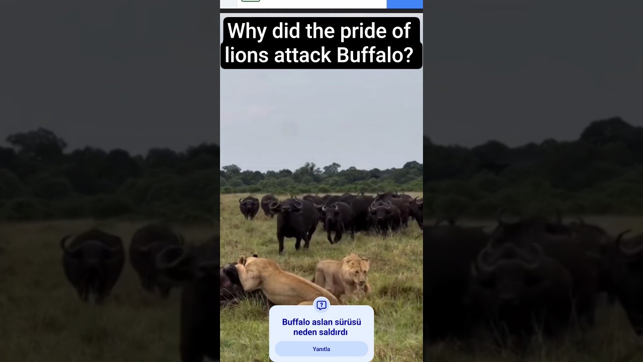 Buffalo aslan s&uuml;r&uuml;s&uuml; neden saldırdı? #dog #kaplan #şahin #aslan #keşfet #kurt #k&ouml;pek #buffalo #lion