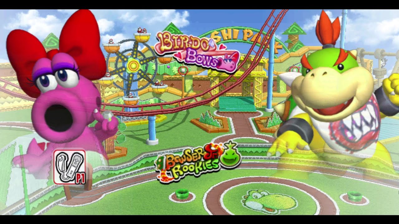 Mario Super Sluggers Birdo Bows vs Bowser Jr Rookies in Yoshi Park Day