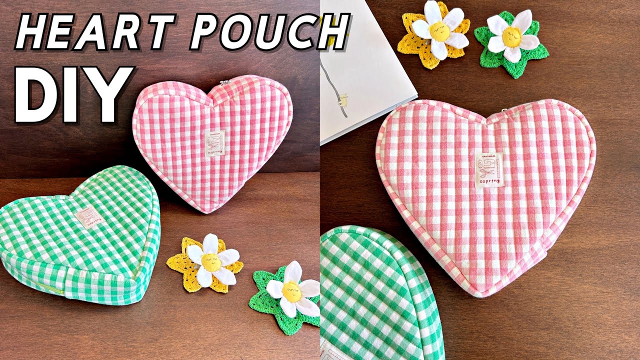 [DIY] Heart Pouch 💖 Easy and quick Sewing | How to make a LOVE